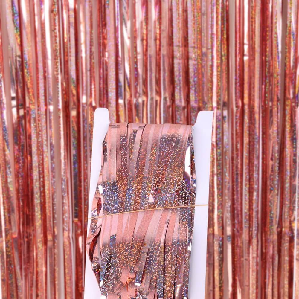 rose gold laser glitter foil fringe curtain for wedding backdrop