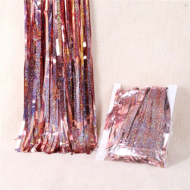 shiny rose gold foil backdrop curtain for bridal shower photo booth