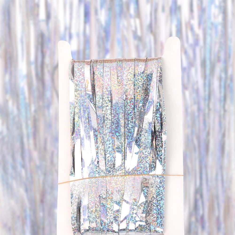 1m x 2m Online Party Supplies Australia Laser Glitter Silver Tinsel Foil Fringe Rain Curtain