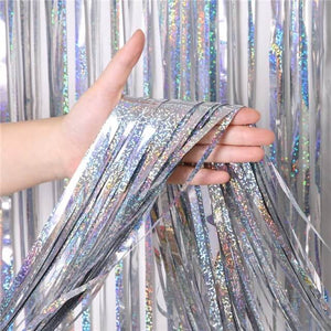 1m x 2m Online Party Supplies Australia Laser Glitter Silver Tinsel Foil Fringe Rain Curtain