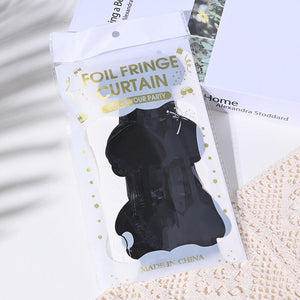1m x 2m HEART Tinsel Foil Fringe Curtain - Black