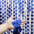 1m x 2m HEART Tinsel Foil Fringe Curtain - Blue - HFC.02