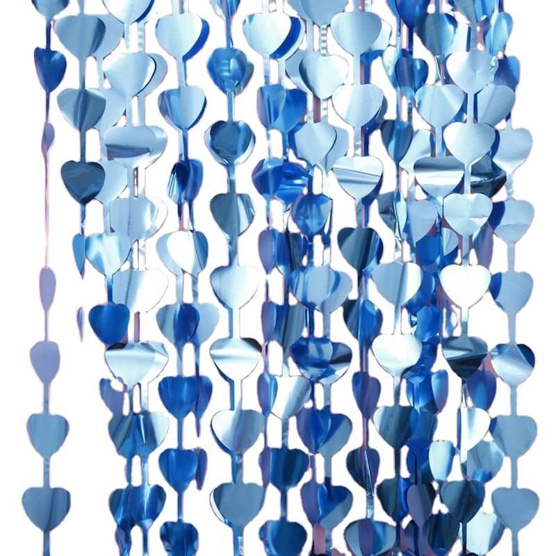 1m x 2m HEART Tinsel Foil Fringe Curtain - Light Blue - HFC.02