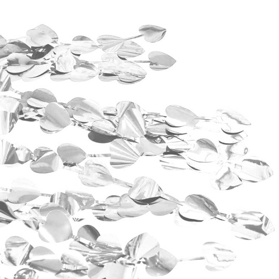 Metallic Heart Tinsel Foil Fringe Curtain - Silver