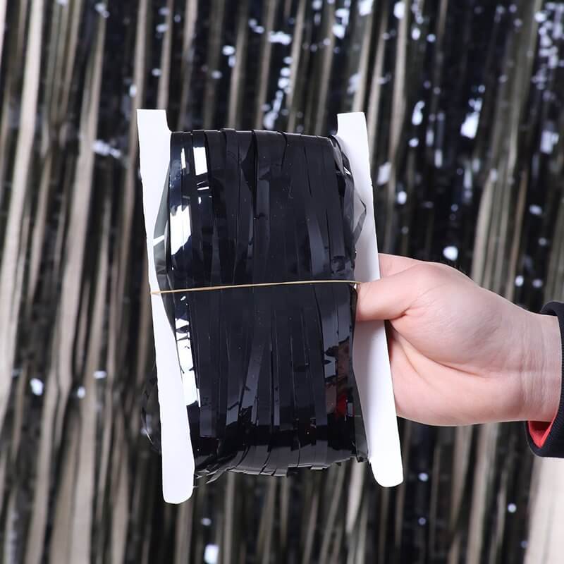 1m x 2m Online Party Supplies Australia Metallic Black Tinsel Foil Fringe Rain Curtain