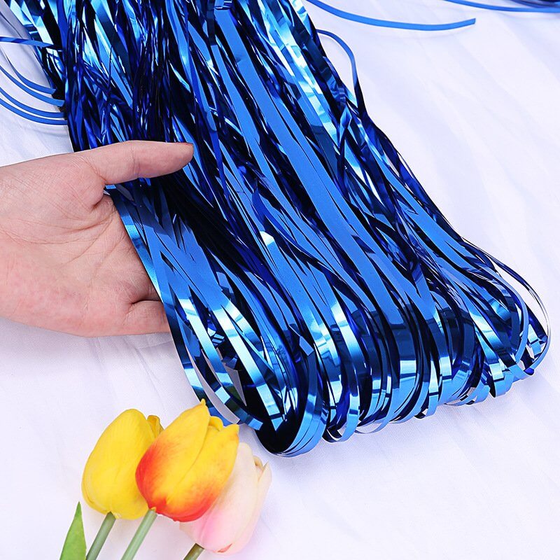 1m x 2m Online Party Supplies Australia Metallic Blue Tinsel Foil Fringe Rain Curtain