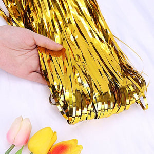 1m x 2m Online Party Supplies Australia Metallic gold Tinsel Foil Fringe Rain Curtain