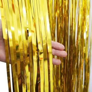 1m x 2m Online Party Supplies Australia Metallic gold Tinsel Foil Fringe Rain Curtain