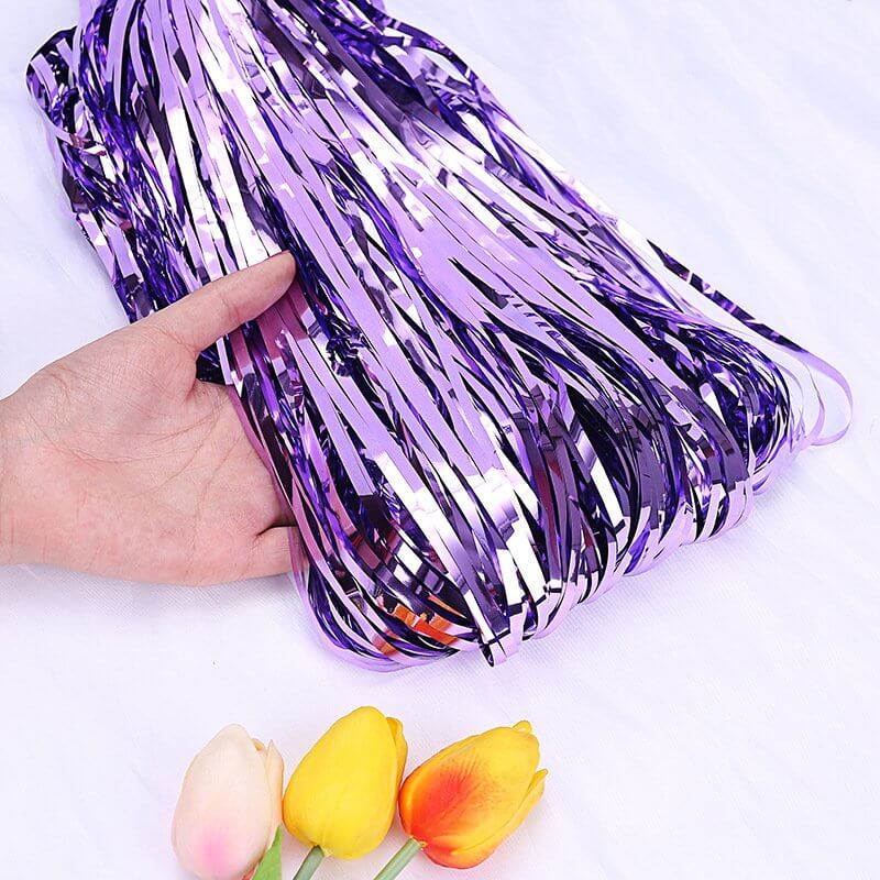 Metallic Light Purple Tinsel Foil Fringe Rain Curtain