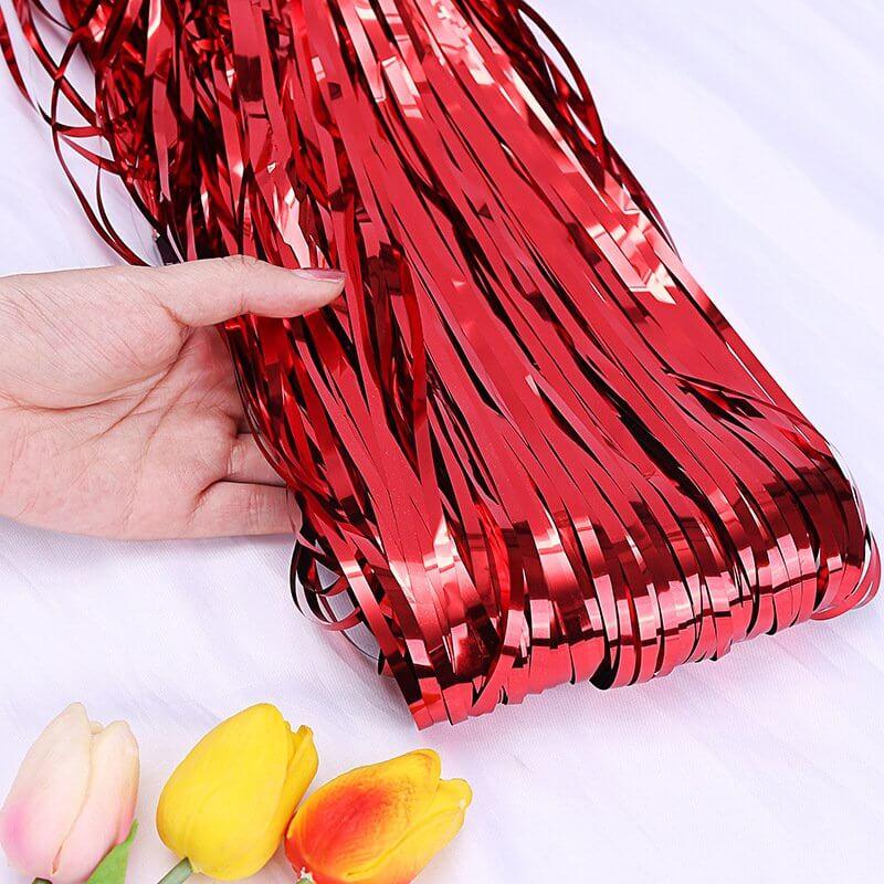 1m x 2m Online Party Supplies Australia Metallic Red Tinsel Foil Fringe Rain Curtain