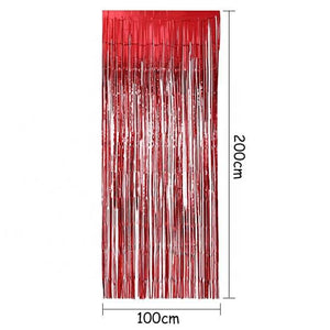 1m x 2m Online Party Supplies Australia Metallic Red Tinsel Foil Fringe Rain Curtain