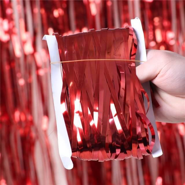 1m x 2m Online Party Supplies Australia Metallic Red Tinsel Foil Fringe Rain Curtain