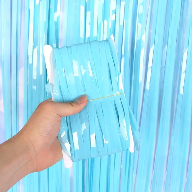 1m x 2m Pastel Macaron Blue Tinsel Fringe Backdrop Foil Curtain