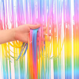 1m x 2m Pastel Macaron Rainbow Tinsel Fringe Backdrop Foil Curtain