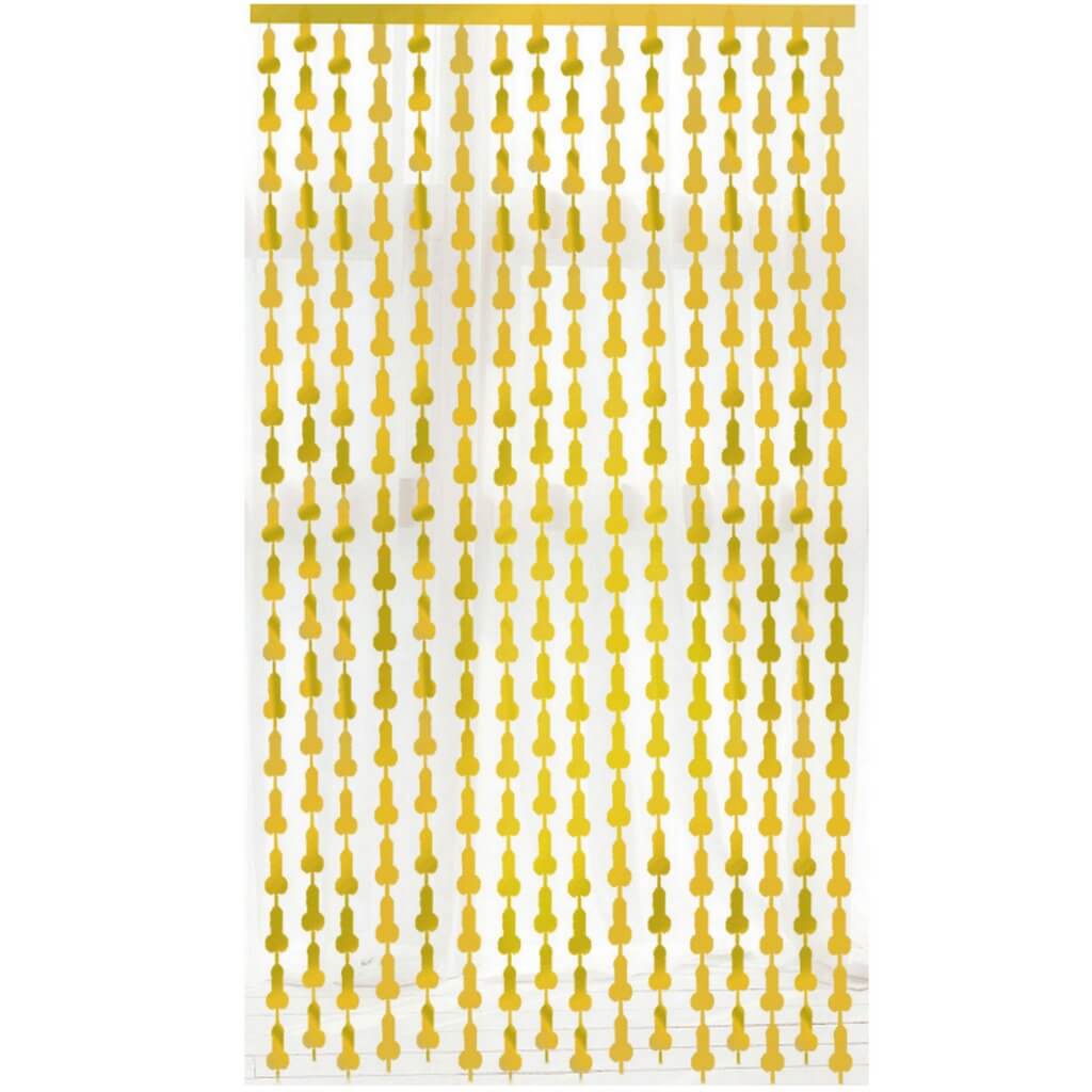 1m x 2m Penis Shimmer Tinsel Foil Fringe Curtain - Gold
