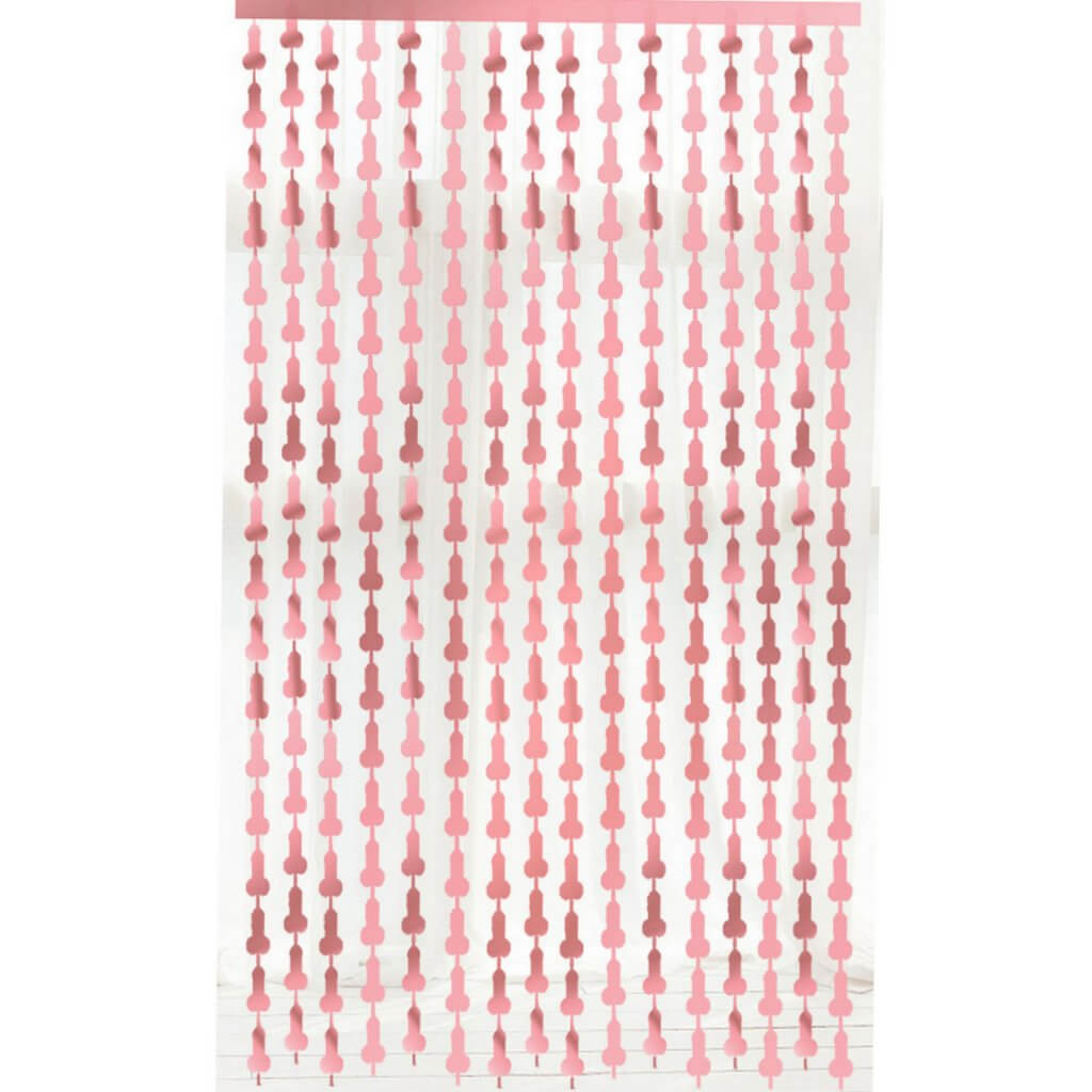 1m x 2m Penis Shimmer Tinsel Foil Fringe Curtain - Rose Gold