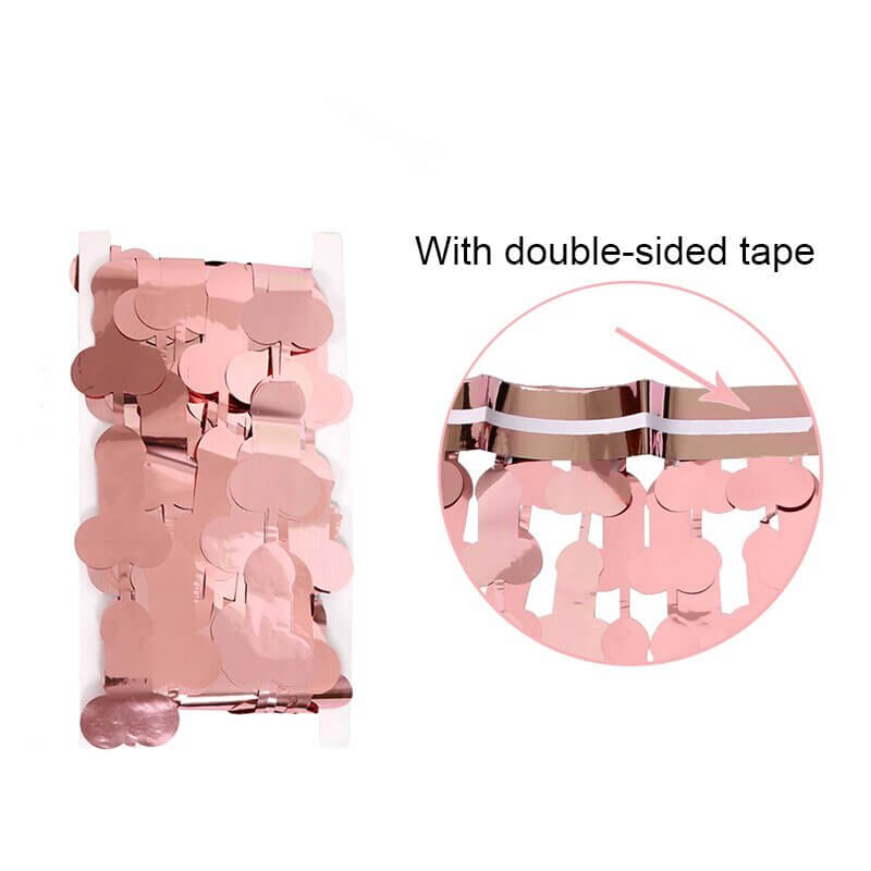 1m x 2m Penis Shimmer Tinsel Foil Fringe Curtain - Rose Gold