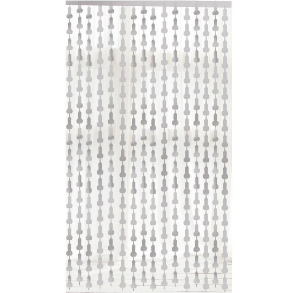 1m x 2m Penis Shimmer Tinsel Foil Fringe Curtain - Silver