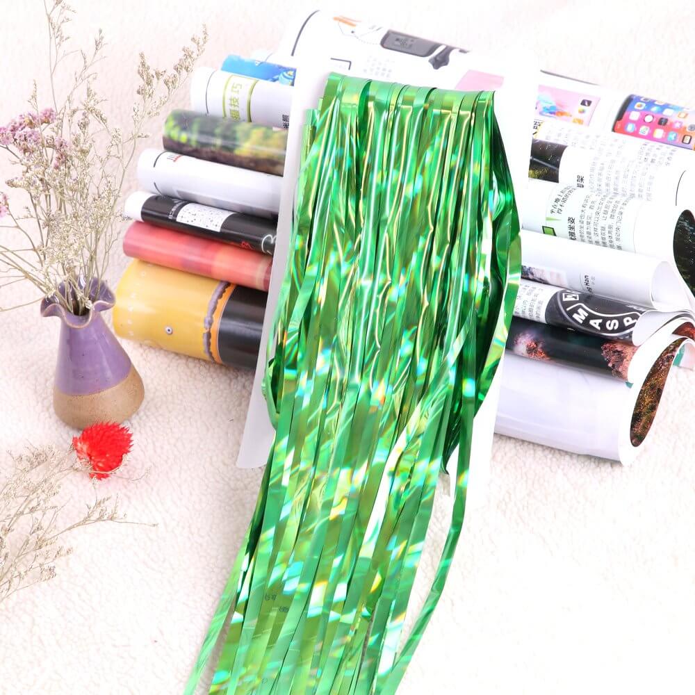 1m x 2m Shimmer Green Foil Rain Fringe Curtain