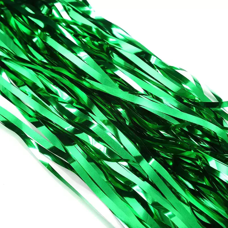 1m x 2m Shimmer Green Foil Rain Fringe Curtain