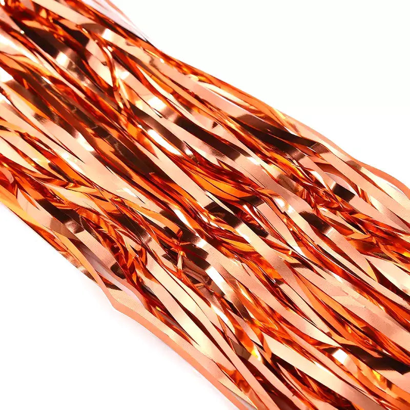 1m x 2m Shimmer Rose Gold Foil Rain Fringe Curtain