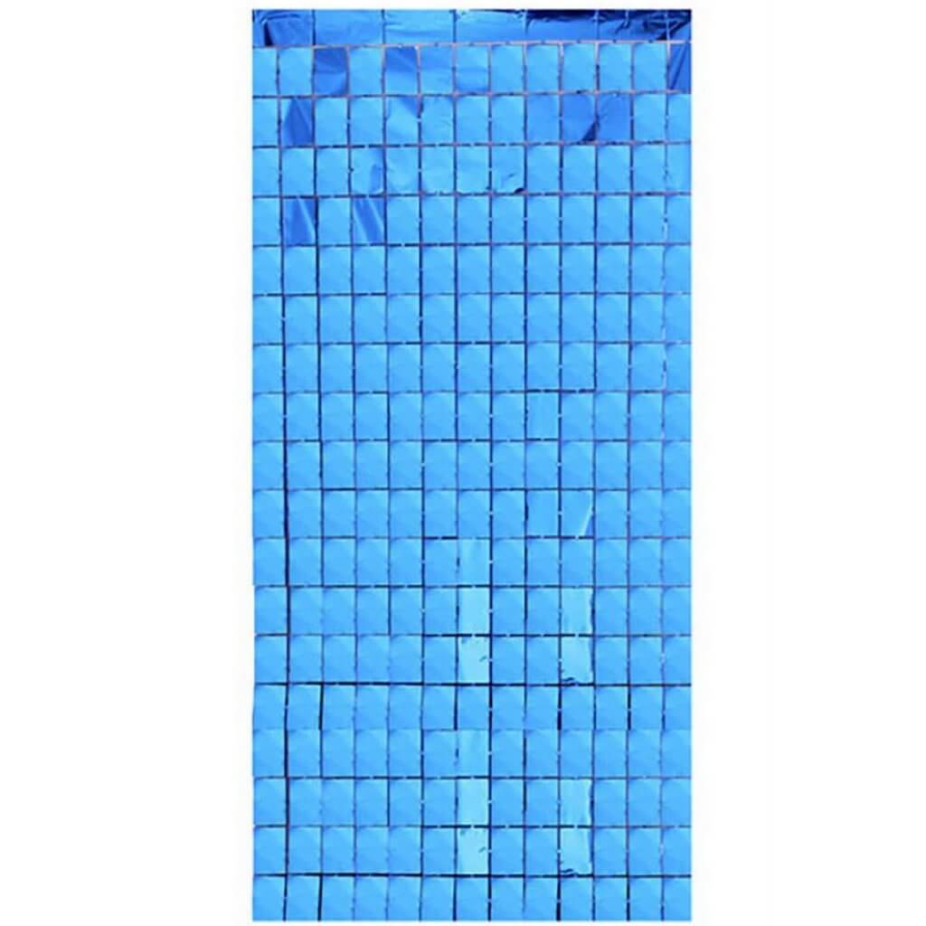 1m x 2m Square Shimmer Tinsel Foil Fringe Curtain - blue