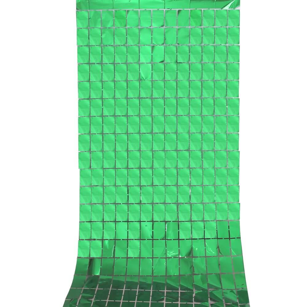 1m x 2m Square Shimmer Tinsel Foil Fringe Curtain - green