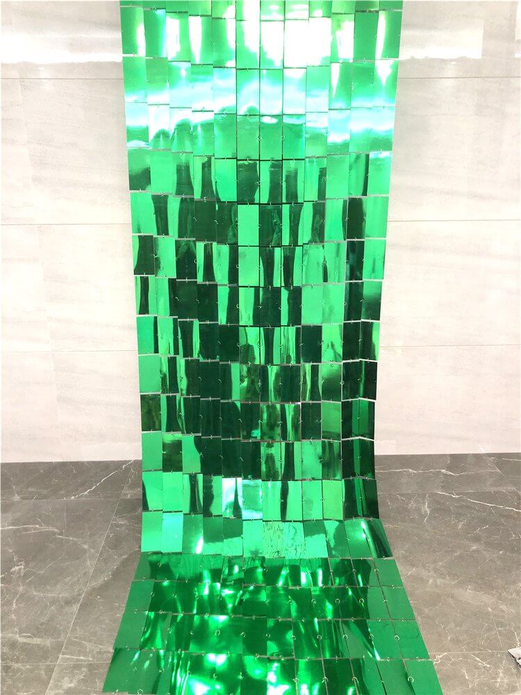 1m x 2m Square Shimmer Tinsel Foil Fringe Curtain - Green