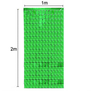 1m x 2m Square Shimmer Tinsel Foil Fringe Curtain - Green