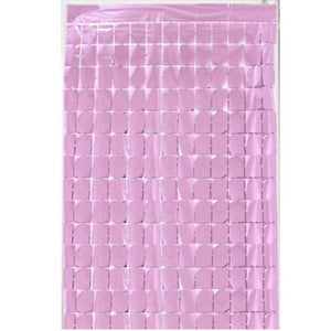 1m x 2m Square Shimmer Tinsel Foil Fringe Curtain - light pink