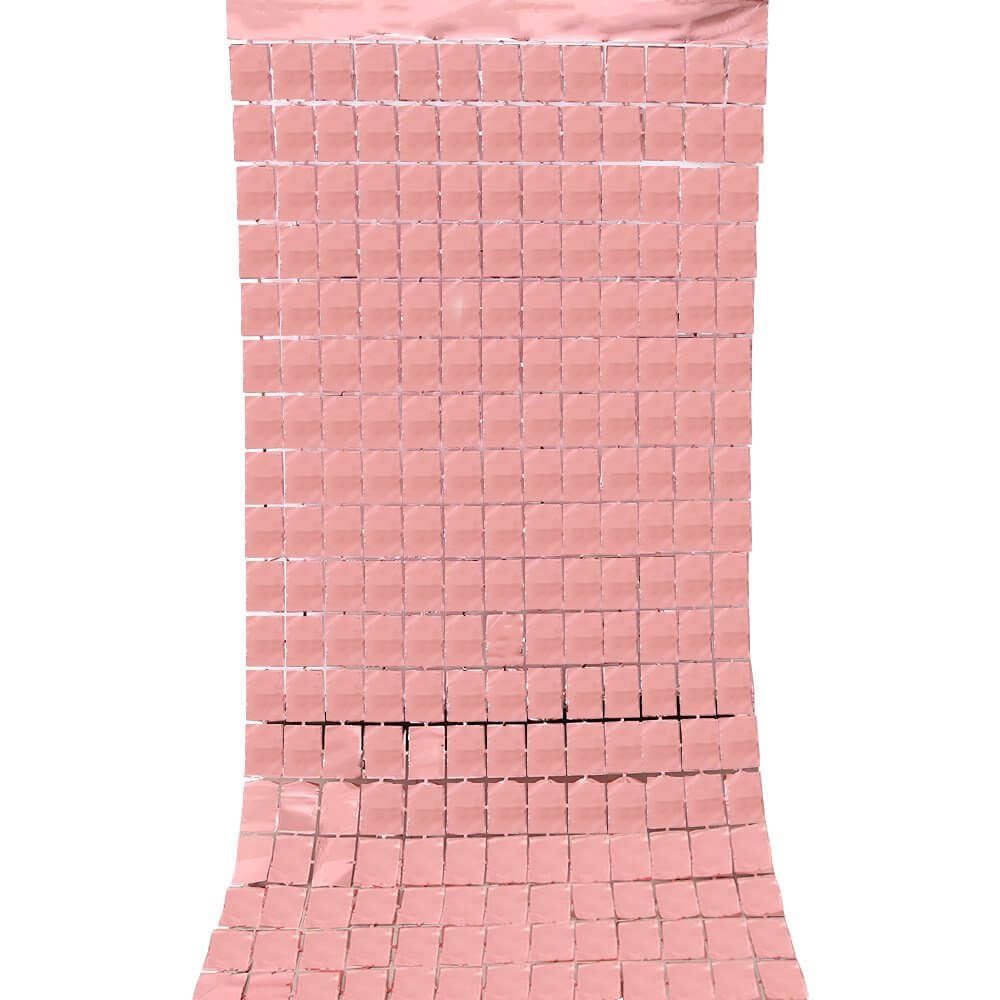 1m x 2m Square Shimmer Tinsel Foil Fringe Curtain - Rose Gold