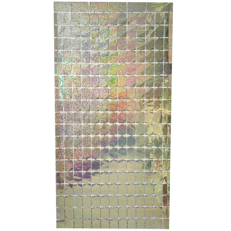 1m x 2m Laser Glitter SQUARE Shimmer Foil Fringe Curtain - Champagne Gold