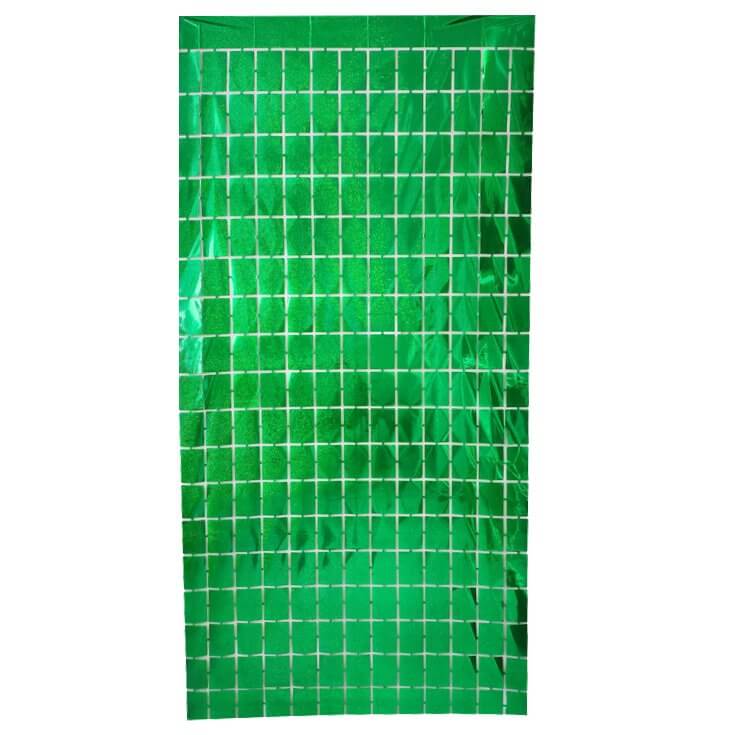 1m x 2m Laser Glitter SQUARE Shimmer Foil Fringe Curtain - Green