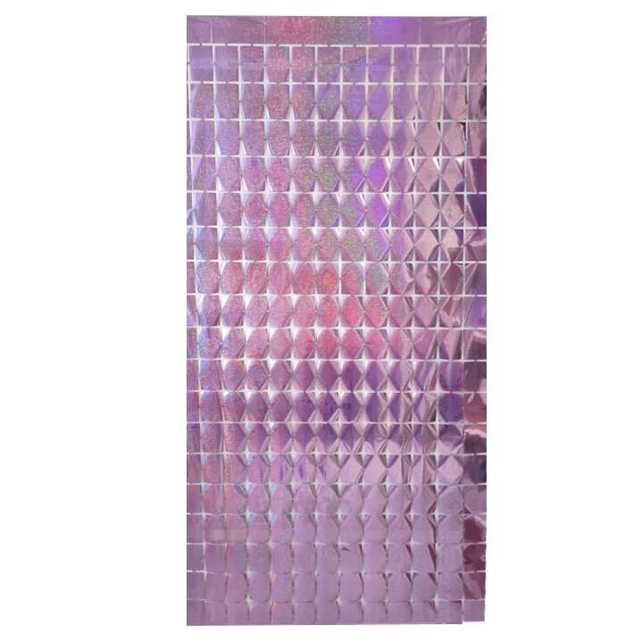 1m x 2m Laser Glitter SQUARE Shimmer Foil Fringe Curtain - Light Pink