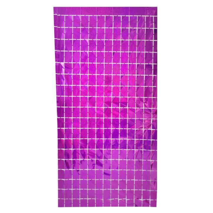 1m x 2m Laser Glitter SQUARE Shimmer Foil Fringe Curtain - Purple