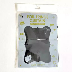 1m x 2m SQUARE Macaron Tinsel Foil Fringe Curtain - Black