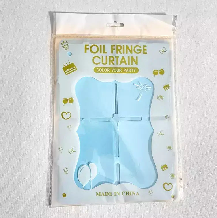 Square Tinsel Foil Fringe Curtain - Pastel Blue