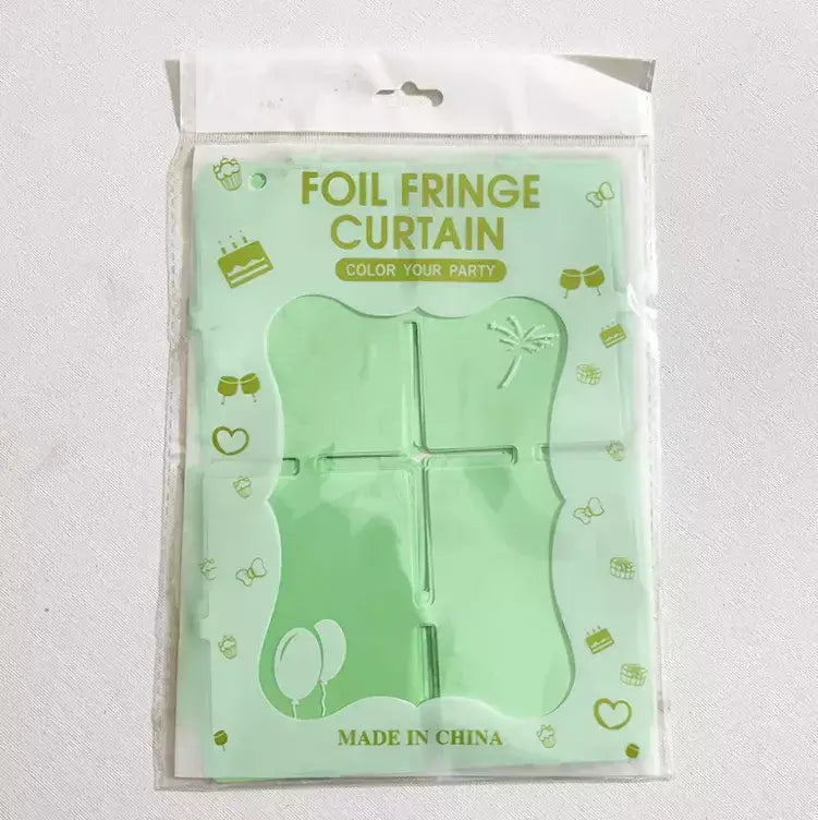 1m x 2m SQUARE Macaron Tinsel Foil Fringe Curtain - Green