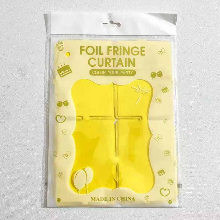 Square Tinsel Foil Fringe Curtain - Pastel Yellow