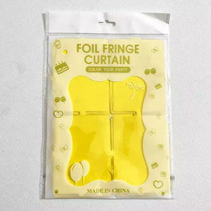 1m x 2m SQUARE Macaron Tinsel Foil Fringe Curtain - Yellow
