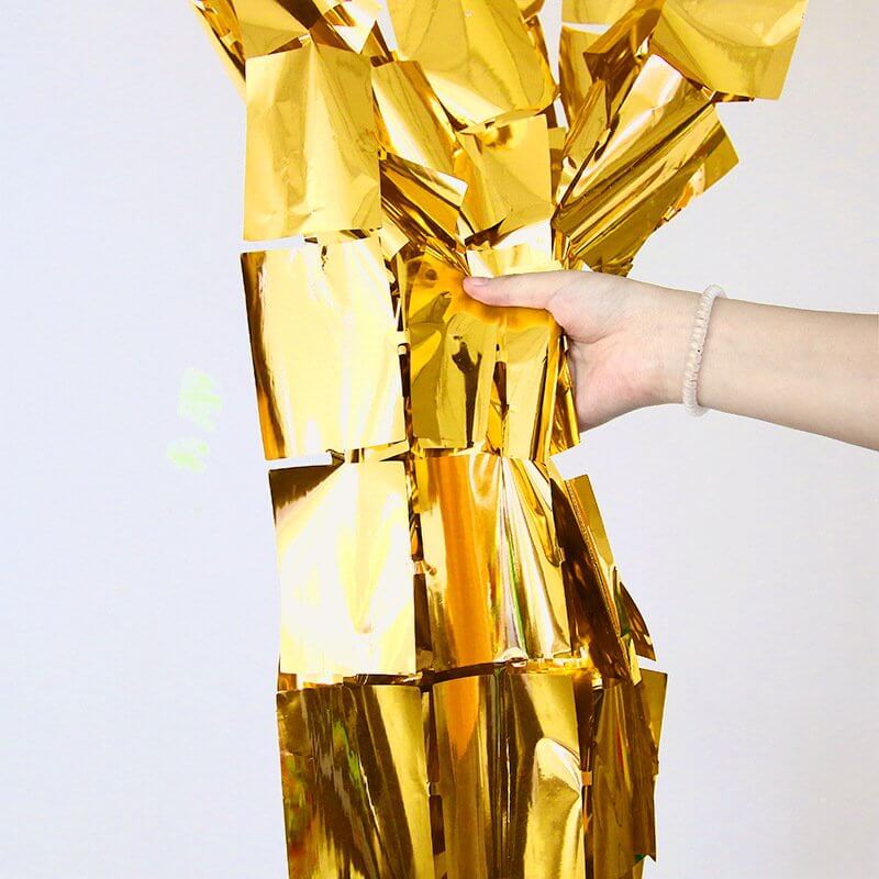 1m x 2m Square Shimmer Tinsel Foil Fringe Curtain - gold