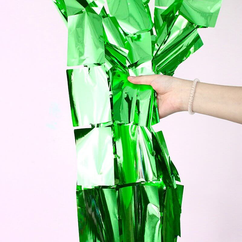 1m x 2m Square Shimmer Tinsel Foil Fringe Curtain - green