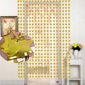 1m x 2m Star Tinsel Foil Fringe Curtain - Gold