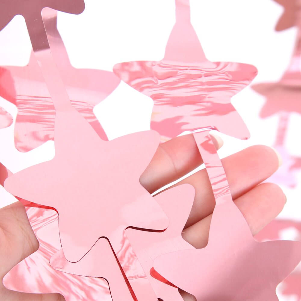 1m x 2m Star Tinsel Foil Fringe Curtain - Pink