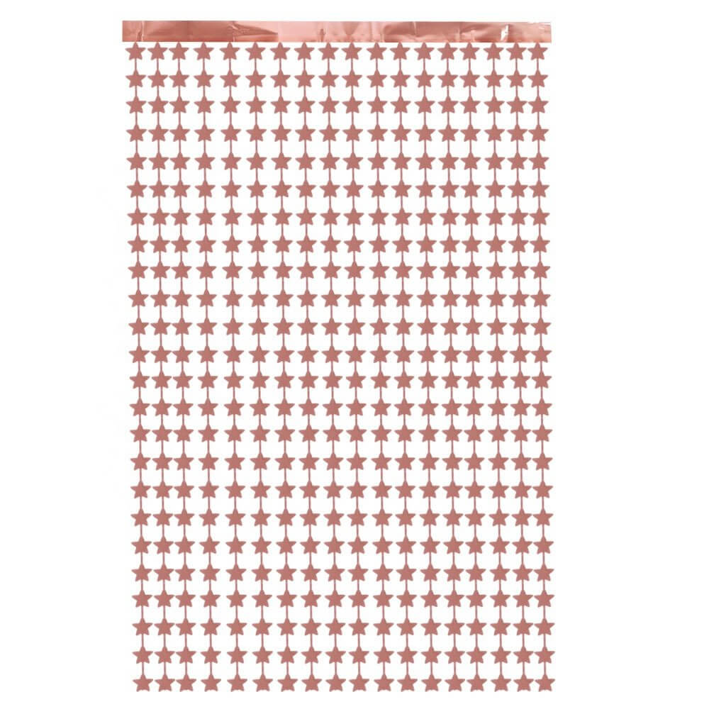 Rose Gold Star Tinsel Foil Fringe Curtain – Party Backdrop 1m x 2m