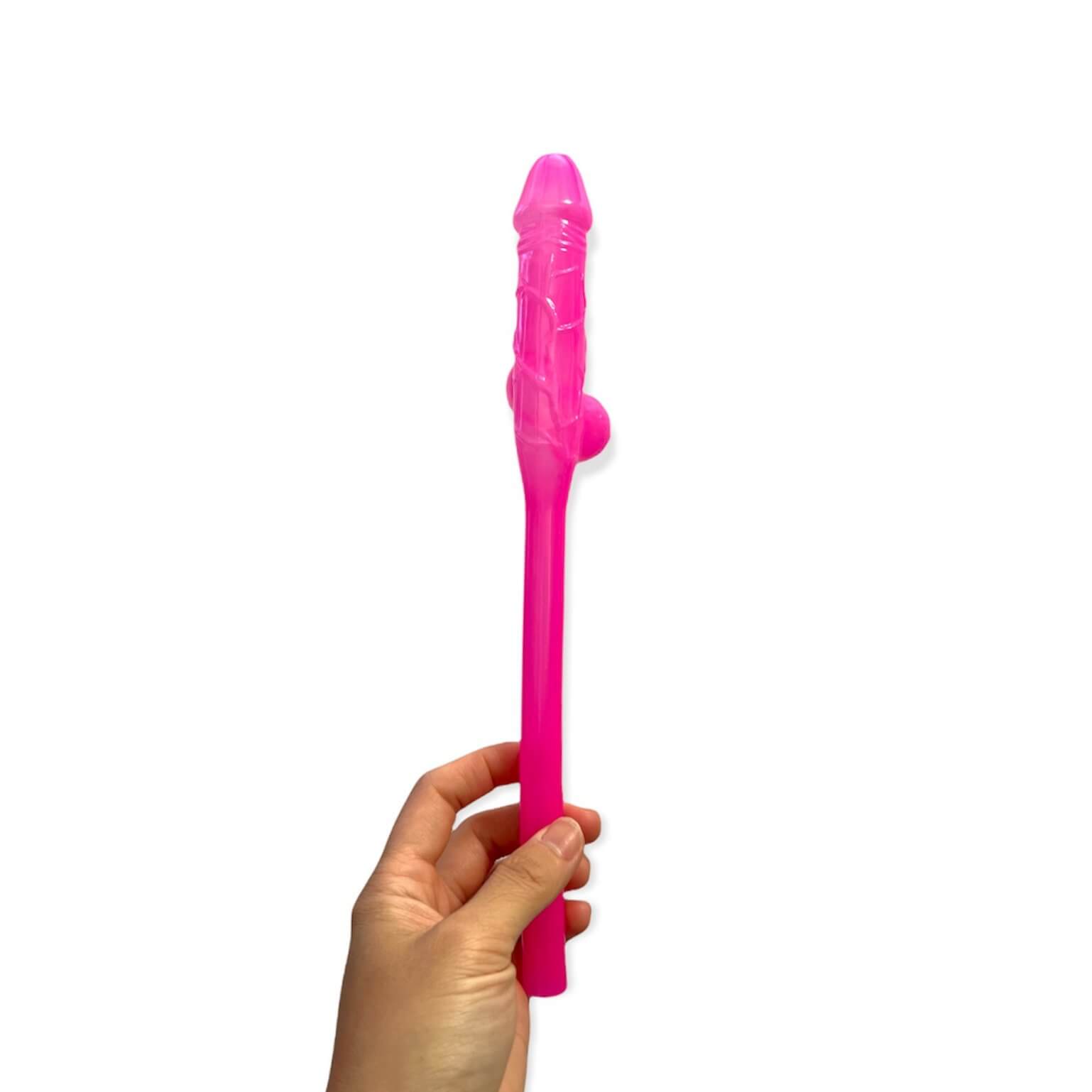 Pink Naughty Hen Party Jumbo Penis Shaped Drinking Straw - Bachelorette & Hen Party Supplies & Decorations