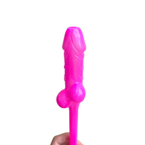 Pink Naughty Hen Party Jumbo Penis Shaped Drinking Straw - Bachelorette & Hen Party Supplies & Decorations