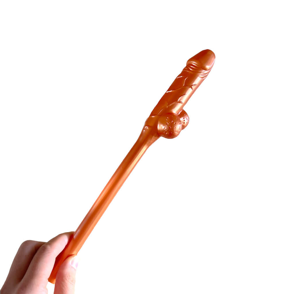 Rose Gold Naughty Hen Party Jumbo Penis Shaped Drinking Straw - Bachelorette & Hen Party Supplies & Decorations