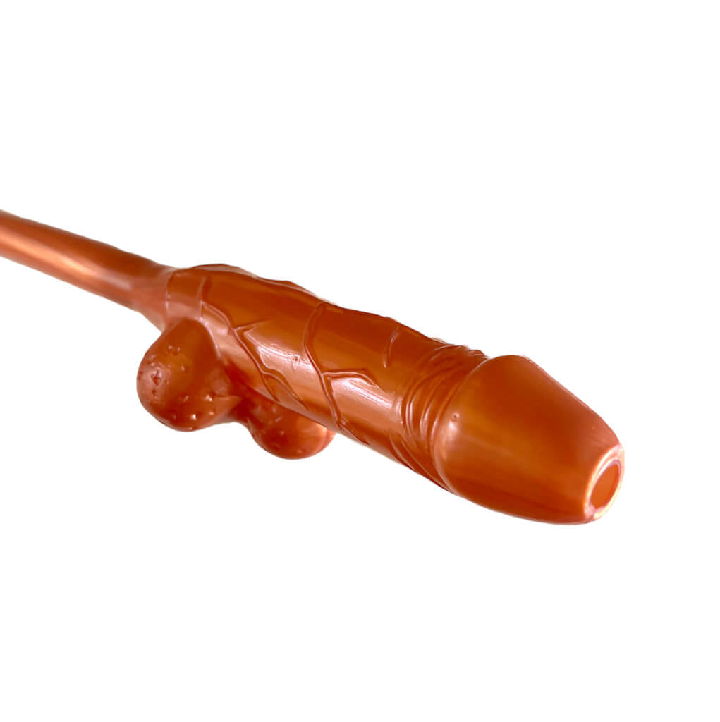 Rose Gold Naughty Hen Party Jumbo Penis Shaped Drinking Straw - Bachelorette & Hen Party Supplies & Decorations