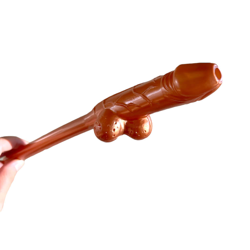 Rose Gold Naughty Hen Party Jumbo Penis Shaped Drinking Straw - Bachelorette & Hen Party Supplies & Decorations